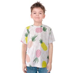 Pineapple Rainbow Fruite Pink Yellow Green Polka Dots Kids  Cotton Tee