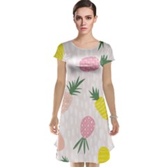 Pineapple Rainbow Fruite Pink Yellow Green Polka Dots Cap Sleeve Nightdress by Mariart