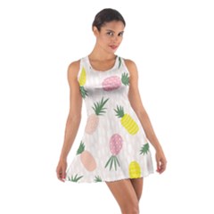 Pineapple Rainbow Fruite Pink Yellow Green Polka Dots Cotton Racerback Dress by Mariart