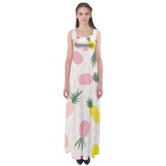 Pineapple Rainbow Fruite Pink Yellow Green Polka Dots Empire Waist Maxi Dress by Mariart