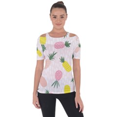 Pineapple Rainbow Fruite Pink Yellow Green Polka Dots Short Sleeve Top