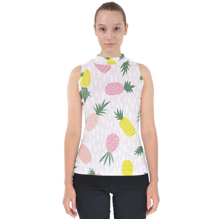 Pineapple Rainbow Fruite Pink Yellow Green Polka Dots Shell Top