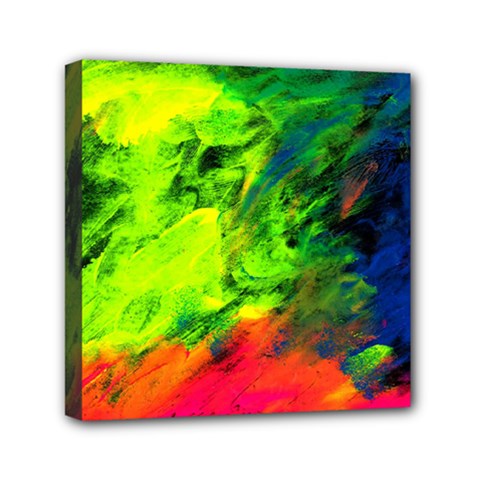 Neon Rainbow Green Pink Blue Red Painting Mini Canvas 6  X 6 