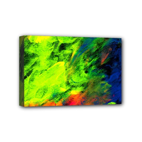 Neon Rainbow Green Pink Blue Red Painting Mini Canvas 6  X 4  by Mariart