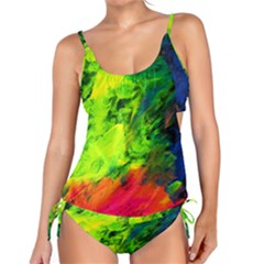 Neon Rainbow Green Pink Blue Red Painting Tankini Set by Mariart