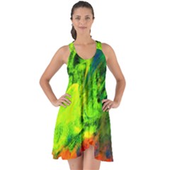 Neon Rainbow Green Pink Blue Red Painting Show Some Back Chiffon Dress by Mariart