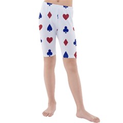 Playing Cards Hearts Diamonds Kids  Mid Length Swim Shorts