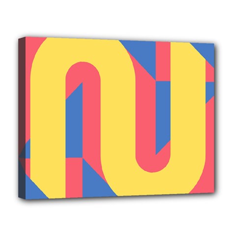 Rainbow Sign Yellow Red Blue Retro Canvas 14  X 11  by Mariart