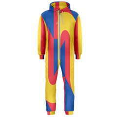 Rainbow Sign Yellow Red Blue Retro Hooded Jumpsuit (men) 