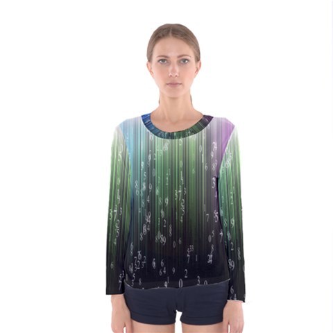 Numerical Animation Random Stripes Rainbow Space Women s Long Sleeve Tee by Mariart