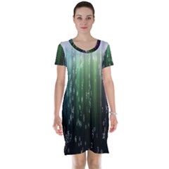 Numerical Animation Random Stripes Rainbow Space Short Sleeve Nightdress