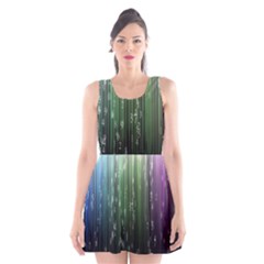 Numerical Animation Random Stripes Rainbow Space Scoop Neck Skater Dress by Mariart