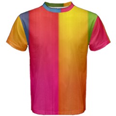 Rainbow Stripes Vertical Lines Colorful Blue Pink Orange Green Men s Cotton Tee by Mariart