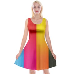 Rainbow Stripes Vertical Lines Colorful Blue Pink Orange Green Reversible Velvet Sleeveless Dress