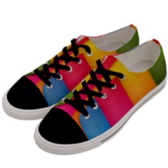 Rainbow Stripes Vertical Lines Colorful Blue Pink Orange Green Men s Low Top Canvas Sneakers by Mariart