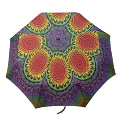 Rainbow Mandala Circle Folding Umbrellas