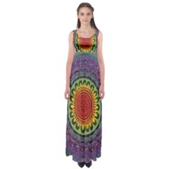 Rainbow Mandala Circle Empire Waist Maxi Dress