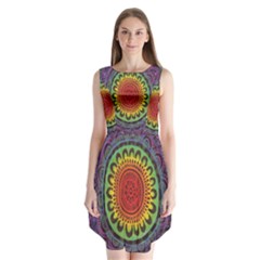 Rainbow Mandala Circle Sleeveless Chiffon Dress   by Mariart