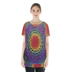 Rainbow Mandala Circle Skirt Hem Sports Top