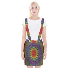 Rainbow Mandala Circle Braces Suspender Skirt