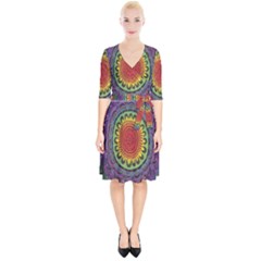 Rainbow Mandala Circle Wrap Up Cocktail Dress by Mariart