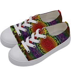 Rainbow Mandala Circle Kids  Low Top Canvas Sneakers