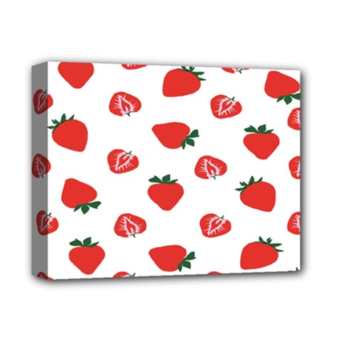 Red Fruit Strawberry Pattern Deluxe Canvas 14  X 11 