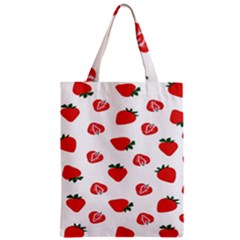 Red Fruit Strawberry Pattern Zipper Classic Tote Bag
