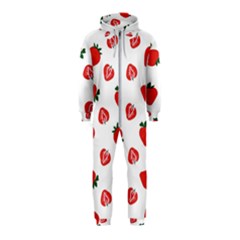 Red Fruit Strawberry Pattern Hooded Jumpsuit (kids)