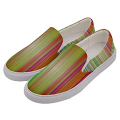 Rainbow Stripes Vertical Colorful Bright Men s Canvas Slip Ons