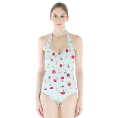 Root Vegetables Pattern Carrots Halter Swimsuit by Mariart