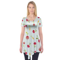 Root Vegetables Pattern Carrots Short Sleeve Tunic  by Mariart