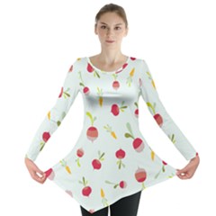 Root Vegetables Pattern Carrots Long Sleeve Tunic  by Mariart