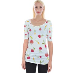 Root Vegetables Pattern Carrots Wide Neckline Tee