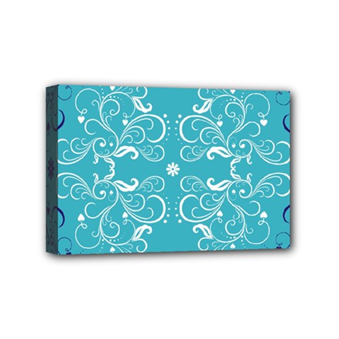 Repeatable Patterns Shutterstock Blue Leaf Heart Love Mini Canvas 6  X 4  by Mariart