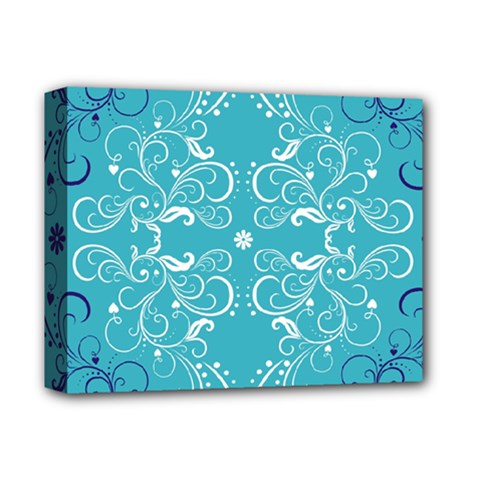 Repeatable Patterns Shutterstock Blue Leaf Heart Love Deluxe Canvas 14  X 11  by Mariart