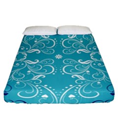 Repeatable Patterns Shutterstock Blue Leaf Heart Love Fitted Sheet (queen Size)