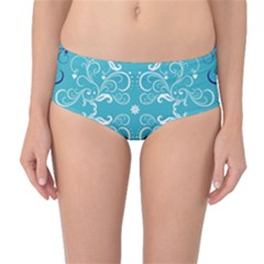 Repeatable Patterns Shutterstock Blue Leaf Heart Love Mid-waist Bikini Bottoms