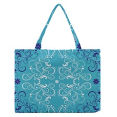 Repeatable Patterns Shutterstock Blue Leaf Heart Love Zipper Medium Tote Bag