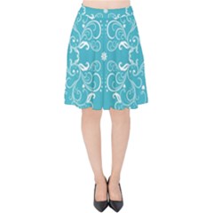 Repeatable Patterns Shutterstock Blue Leaf Heart Love Velvet High Waist Skirt