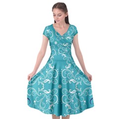 Repeatable Patterns Shutterstock Blue Leaf Heart Love Cap Sleeve Wrap Front Dress