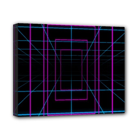 Retro Neon Grid Squares And Circle Pop Loop Motion Background Plaid Purple Canvas 10  X 8 