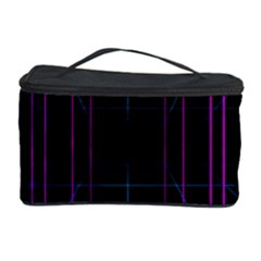 Retro Neon Grid Squares And Circle Pop Loop Motion Background Plaid Purple Cosmetic Storage Case by Mariart