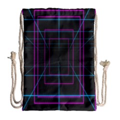 Retro Neon Grid Squares And Circle Pop Loop Motion Background Plaid Purple Drawstring Bag (large) by Mariart