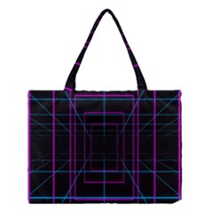 Retro Neon Grid Squares And Circle Pop Loop Motion Background Plaid Purple Medium Tote Bag by Mariart