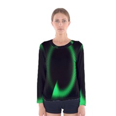 Rotating Ring Loading Circle Various Colors Loop Motion Green Women s Long Sleeve Tee