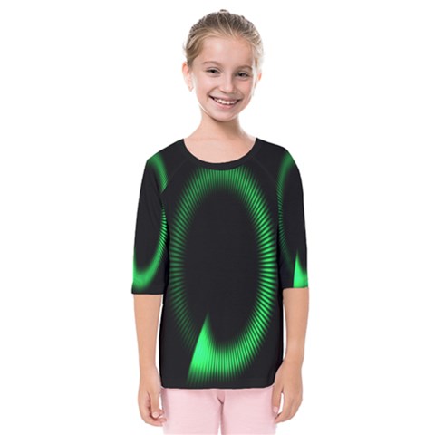 Rotating Ring Loading Circle Various Colors Loop Motion Green Kids  Quarter Sleeve Raglan Tee by Mariart