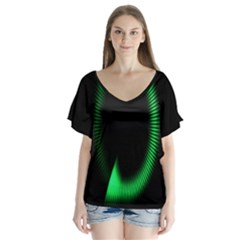 Rotating Ring Loading Circle Various Colors Loop Motion Green V-neck Flutter Sleeve Top by Mariart