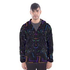 Seamless 3d Animation Digital Futuristic Tunnel Path Color Changing Geometric Electrical Line Zoomin Hooded Wind Breaker (men)