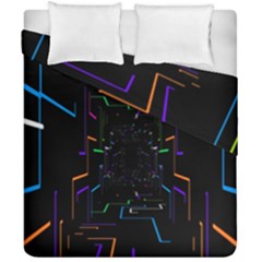 Seamless 3d Animation Digital Futuristic Tunnel Path Color Changing Geometric Electrical Line Zoomin Duvet Cover Double Side (california King Size) by Mariart